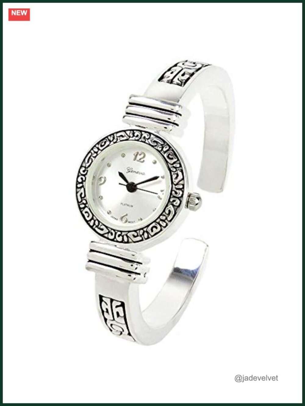 Silver Western Decorated Bangle Cuff Watch for Women